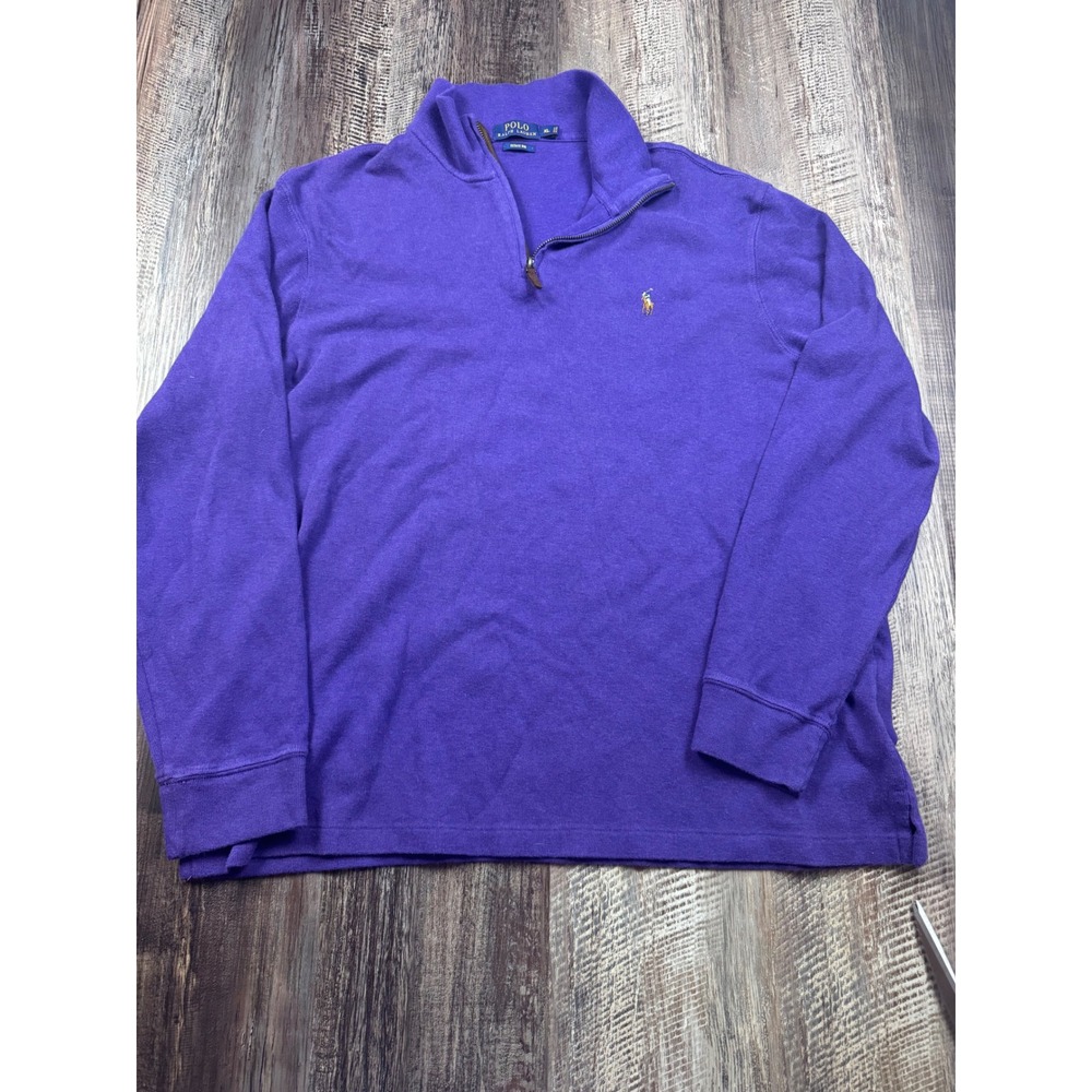Polo Ralph Lauren Estate Rib Quarter Zip Pullover Purple Cotton XL